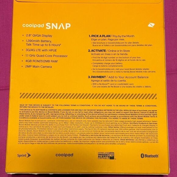 NEW - BOOST MOBILE Coolpad SNAP Flip Phone - 4G LTE - Black sealed - Picture 2 of 2